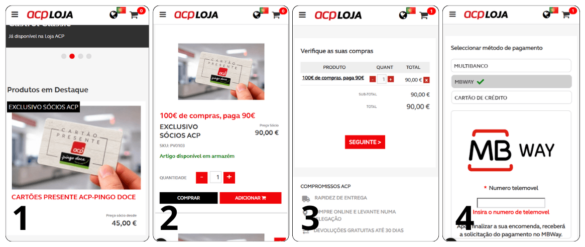Compra de cartão presente Pingo Doce no ACP