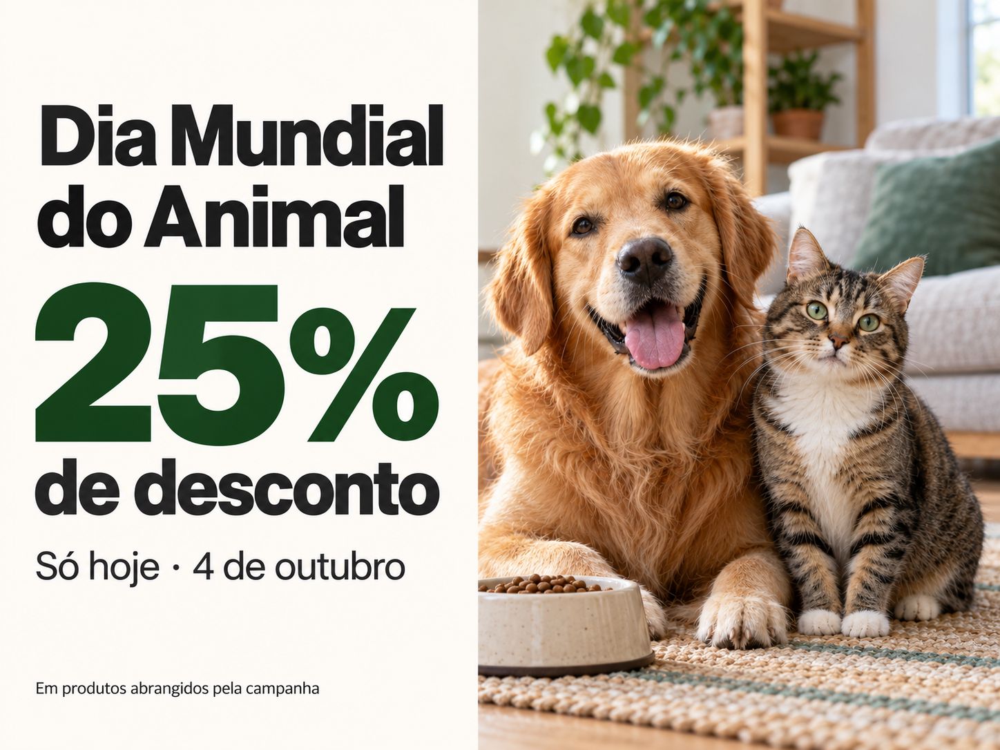 Dia Mundial do Animal: 25% de desconto só hoje