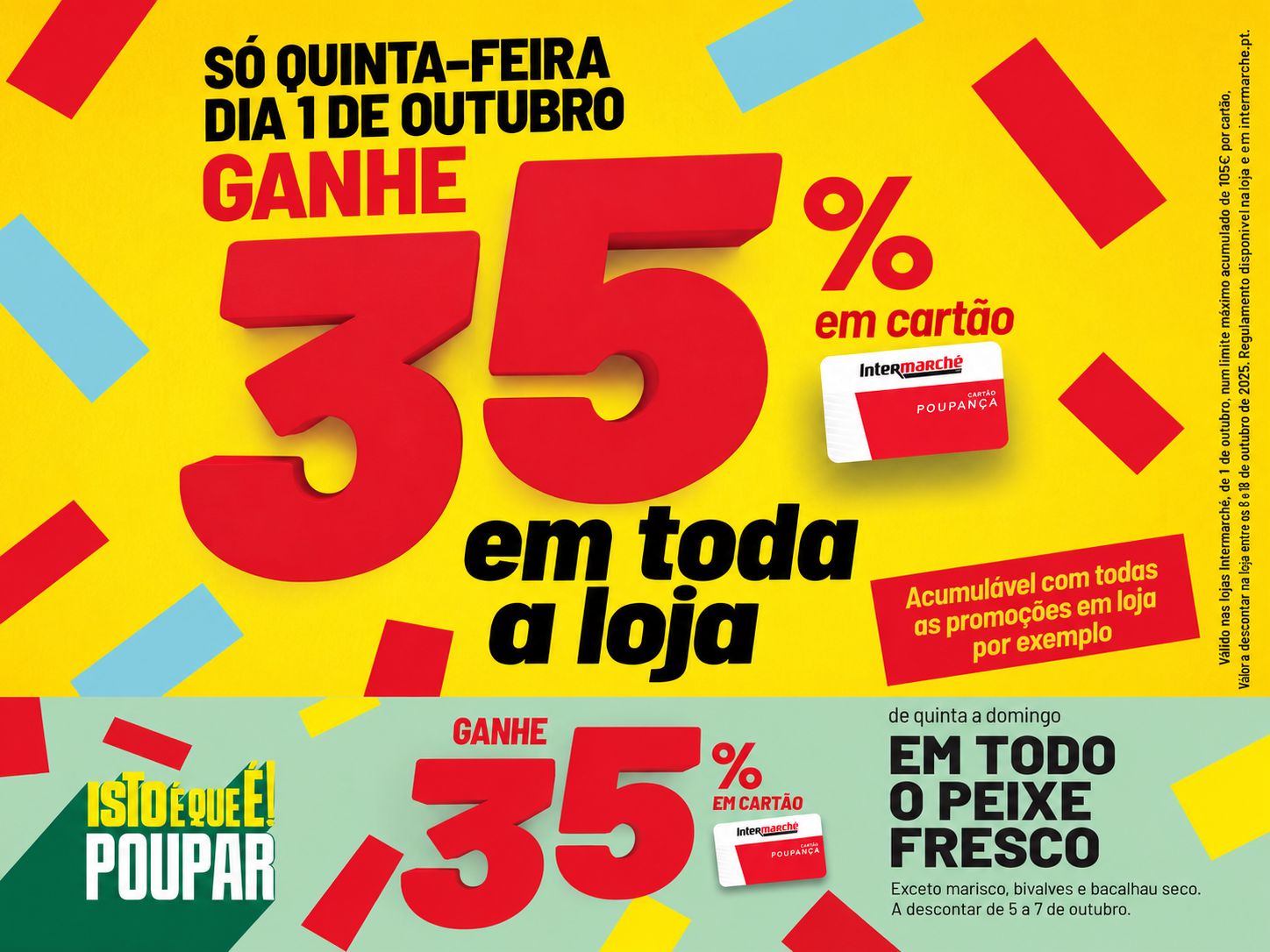 Campanha Intermarché de 35% em Cartão Poupança em toda a loja e 35% em peixe fresco a 1 de outubro