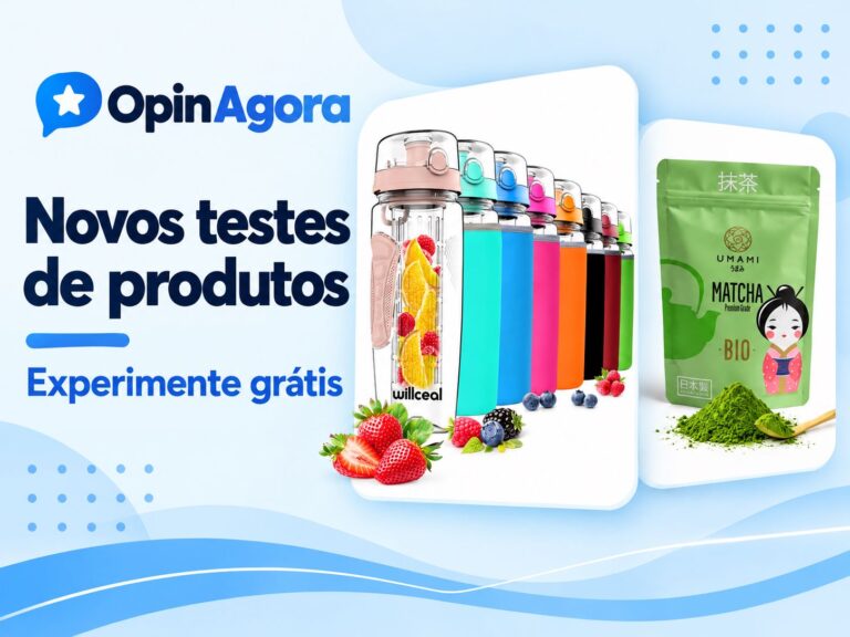 Novos testes de produtos na OpinAgora com garrafa infusora para água com frutas e matcha orgânico