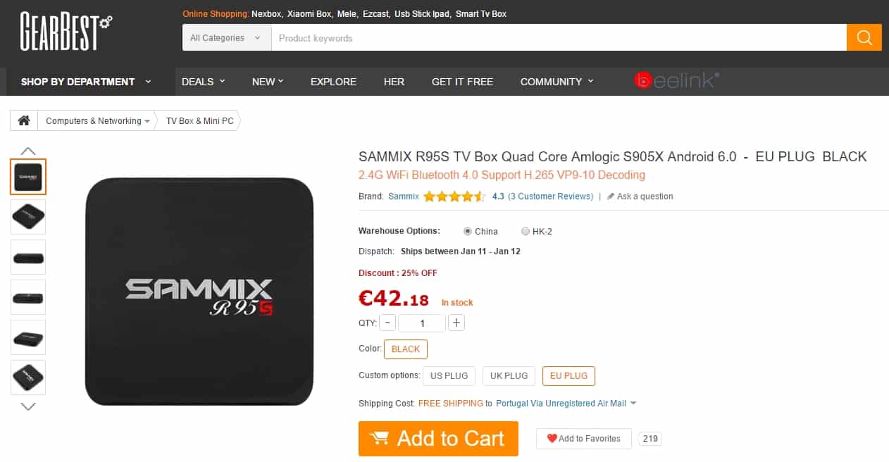 SAMMIX R95S: TV Box Android com 2GB de RAM por apenas 42€!