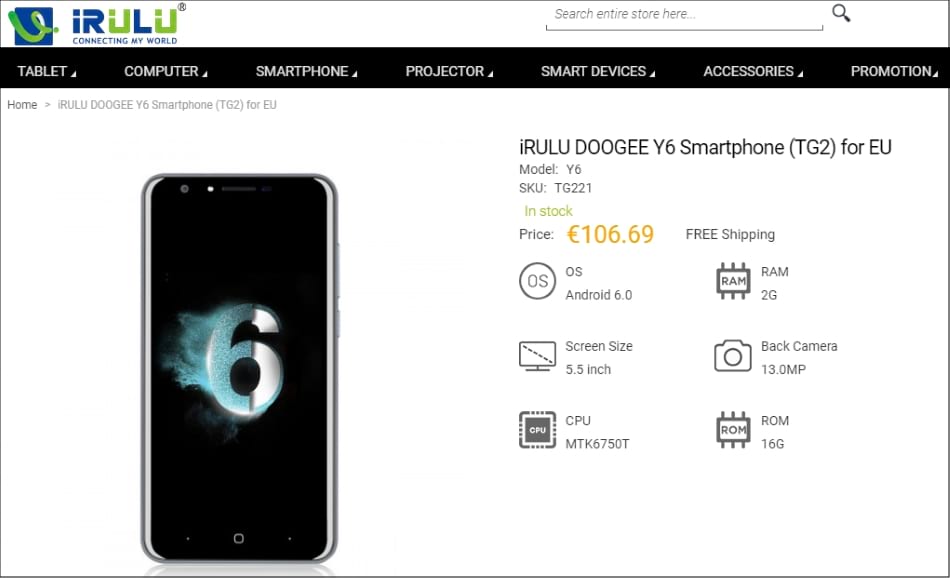iRULU - Doogee Y6